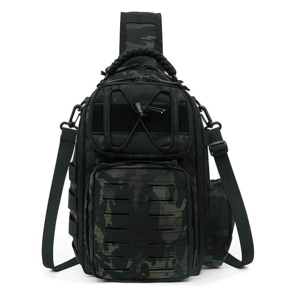 Multifunktionel rygsæk i mørkegrøn camouflage