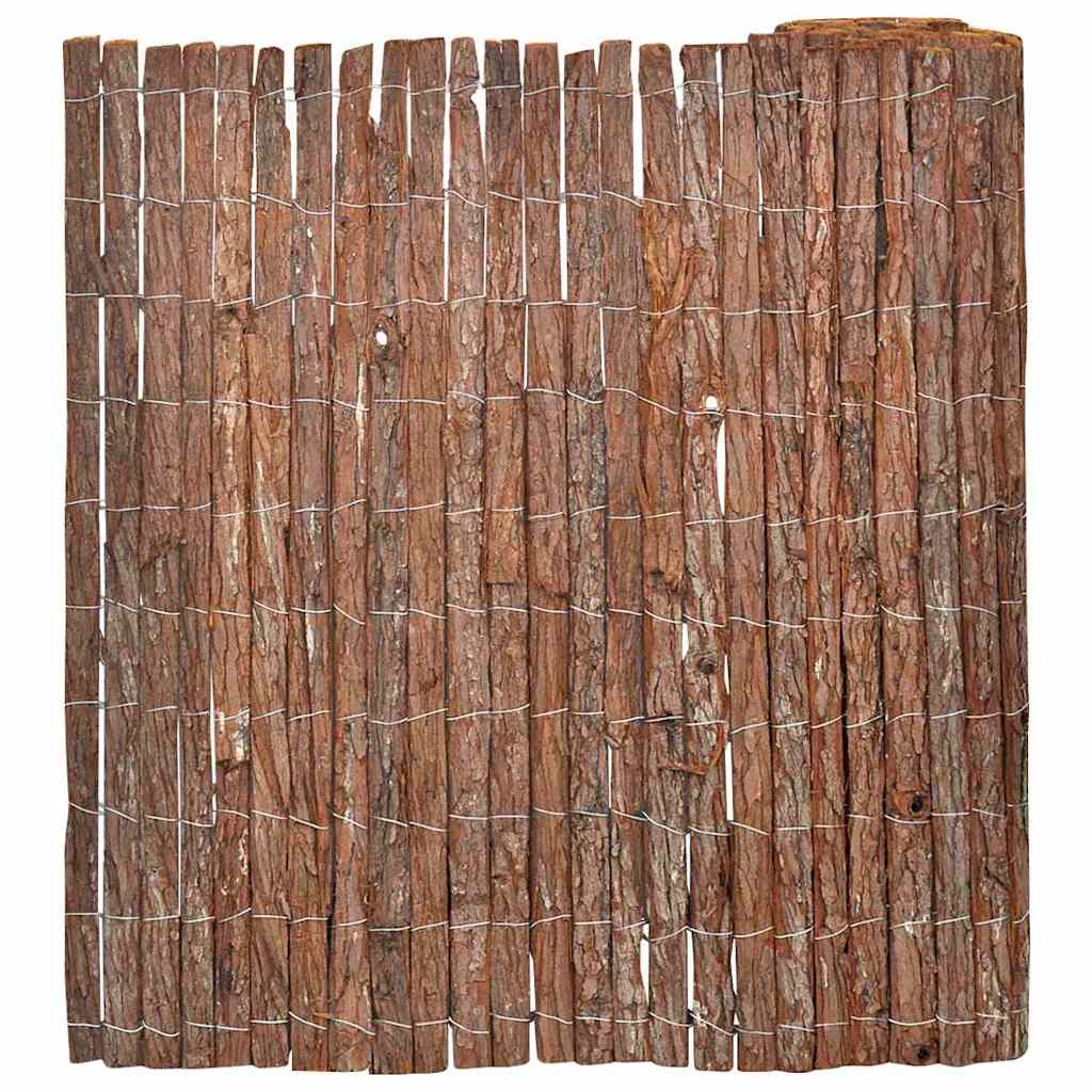 Barkhegn brun 100 × 600 cm - sammenfoldeligt fyrretræshegn