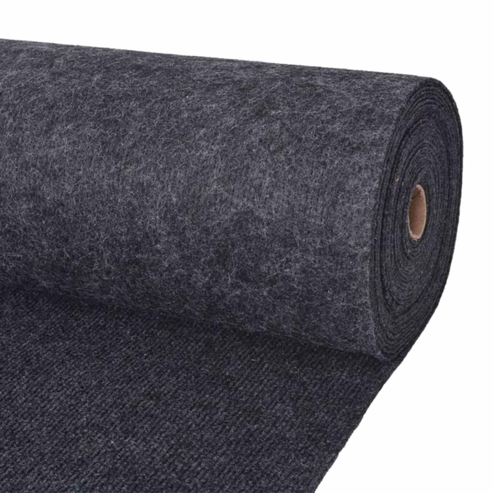 Løber tæppe antracit 1,2 × 10 m - polyester, ribbet