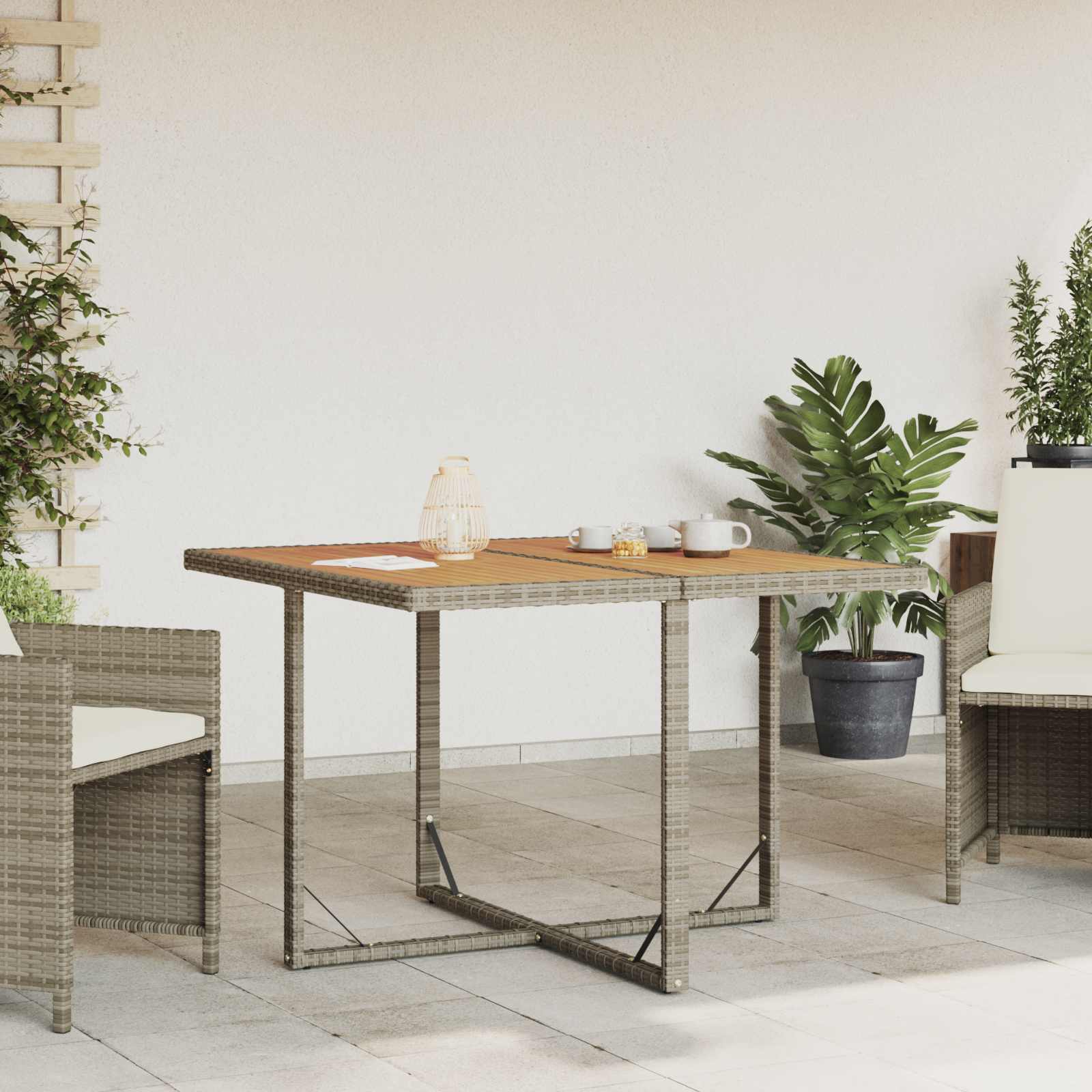 Havemøbel bord i trælook - rektangulært udendørs spisebord 109 × 107 cm