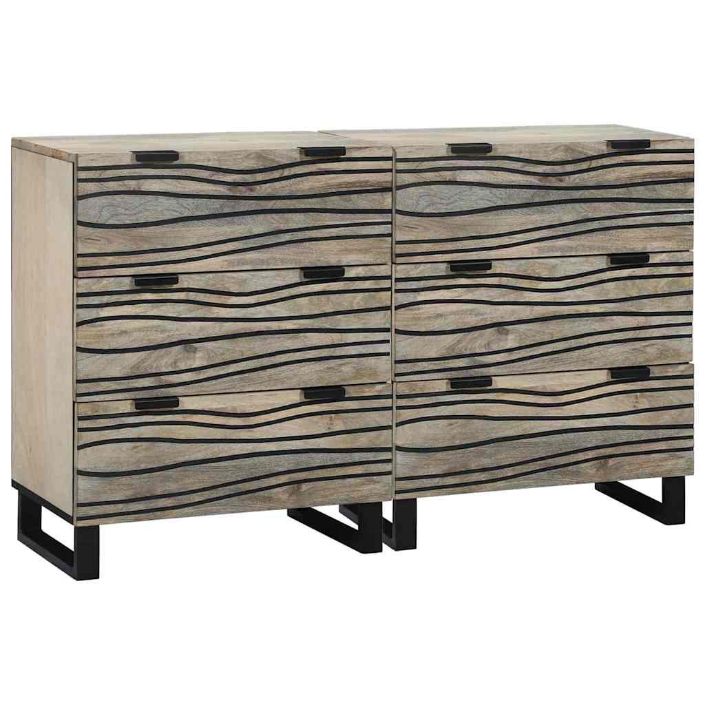 Sideboards 2 Dele Hvid 60 X 33.5 X 75 Cm Massivt Mangotræ
