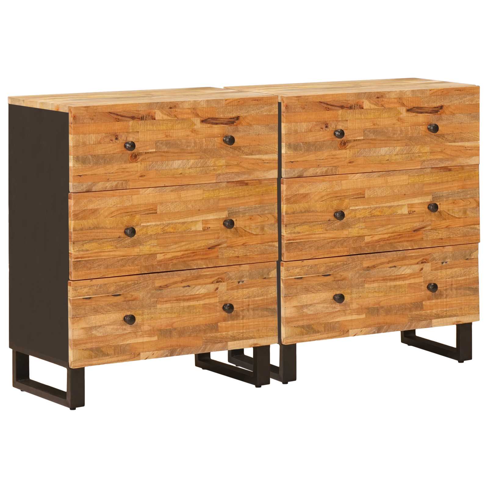 Sidebord/skænk - 2 stk i brun mangotræ, 60 × 33 × 75 cm