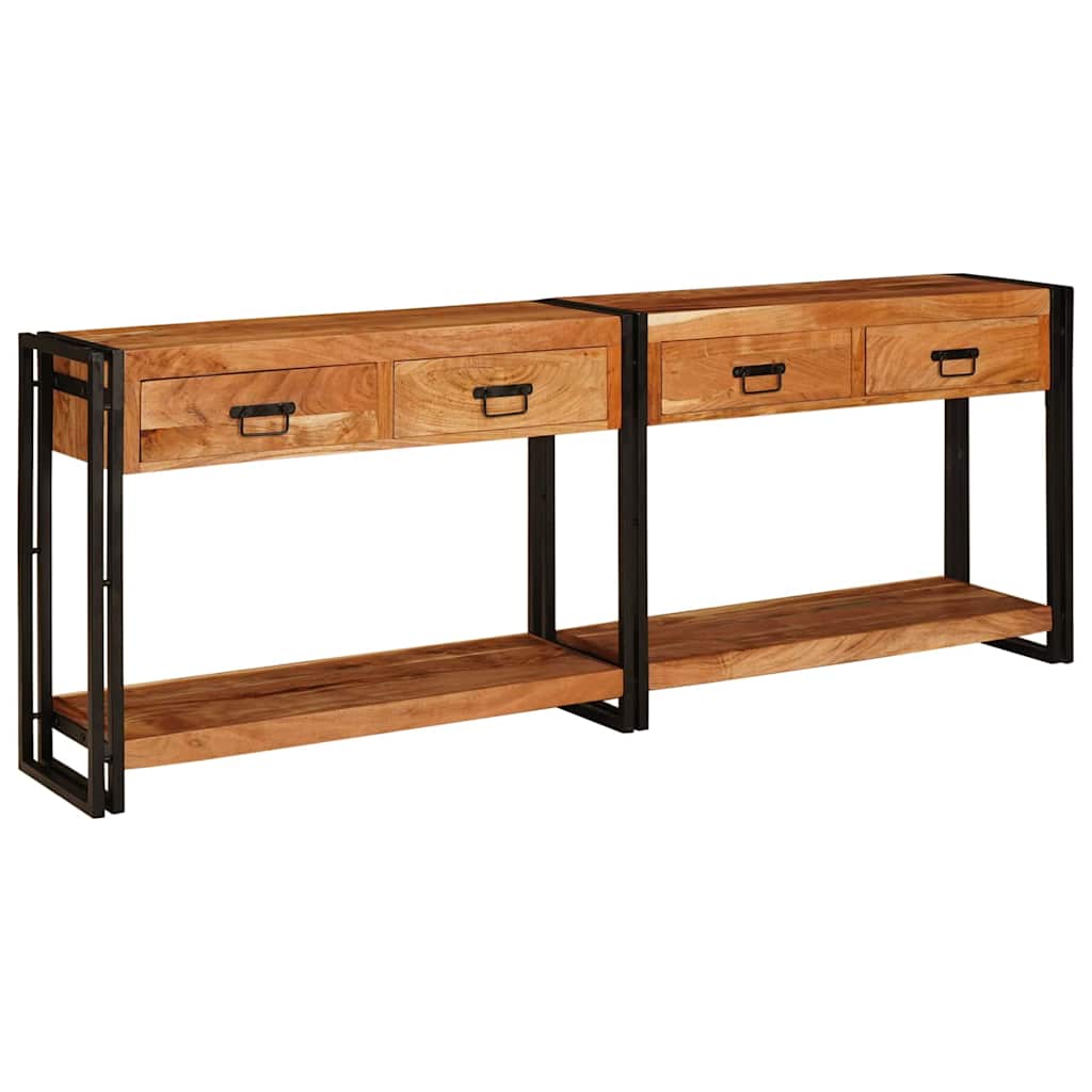 Konsolborde 2 stk - brun 200 × 33 × 75 cm i massivt akacietræ