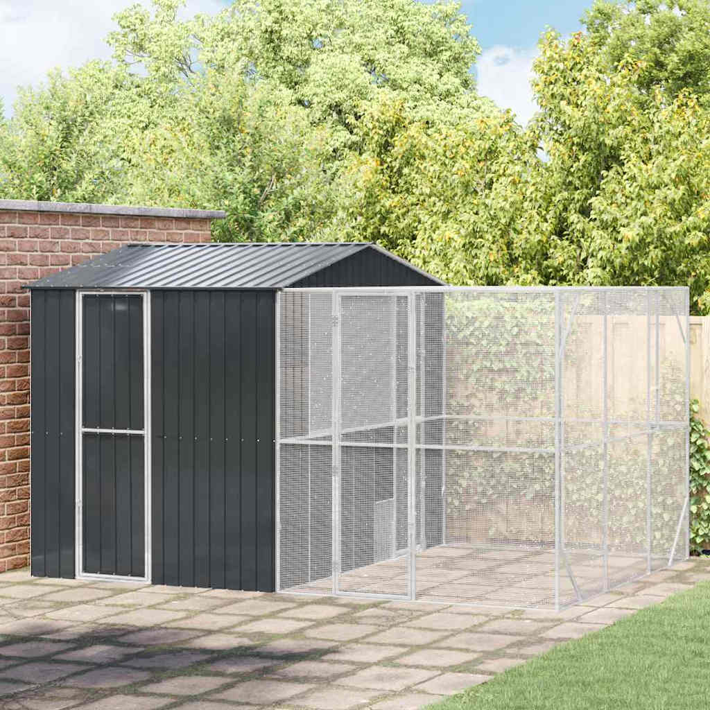 Udendørs fuglevoliere i antracit 425 × 304 × 247 cm - galvaniseret stål