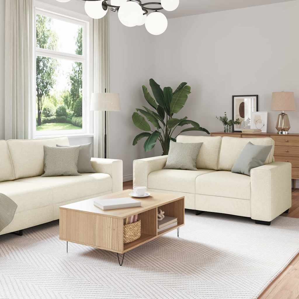 Sofasæt 3 dele - beige linned-blandet stof, 221 × 80 × 82 cm