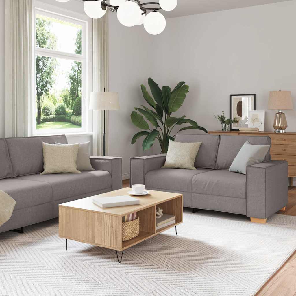 Sofa sæt 3 dele - gråbrun linned-blandet stof, 3+2+1, 220 x 78 x 84 cm