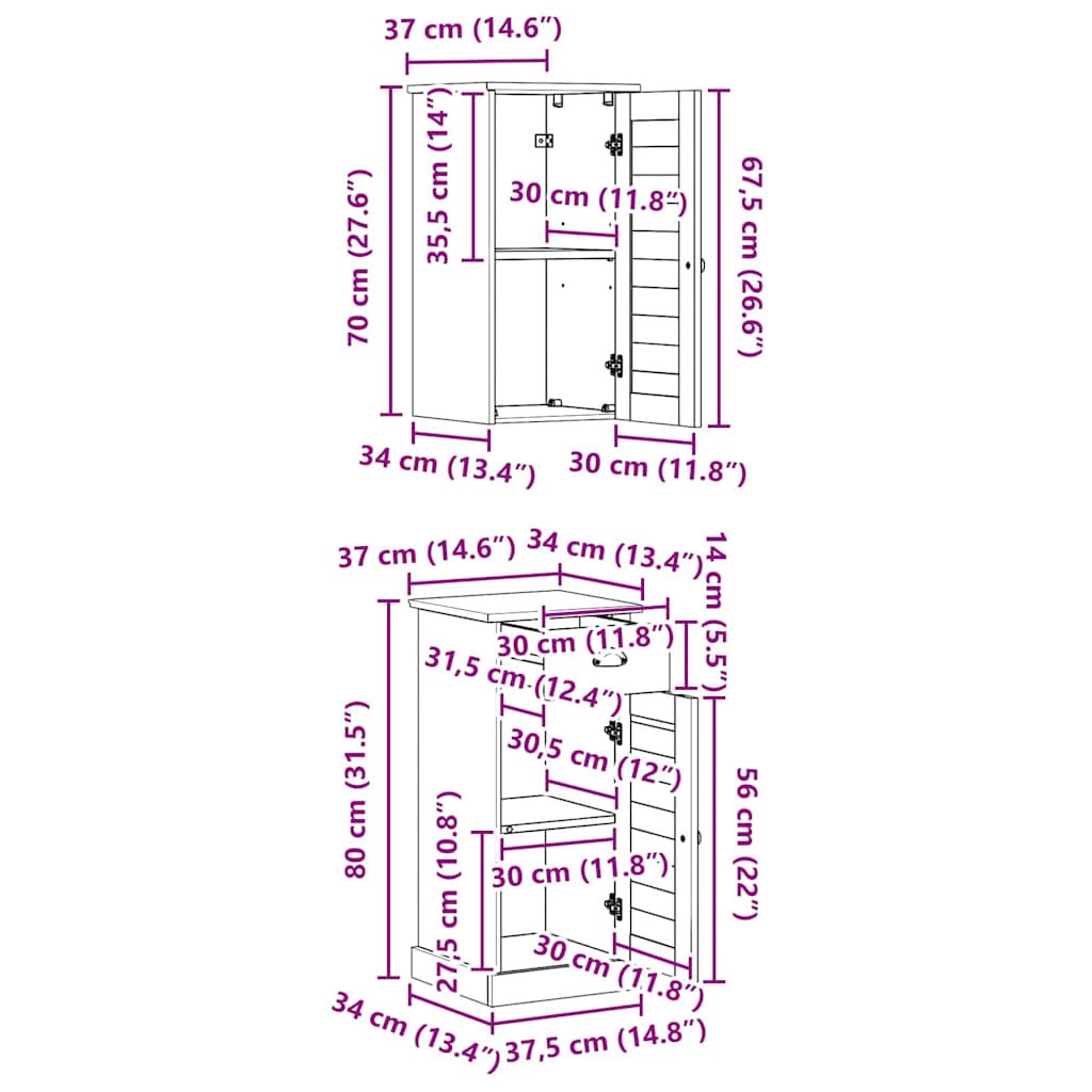 Badeværelsesskab VIGO 2 pcs Hvid og antik hvid 37 x 34 x 80 cm - Billede 11