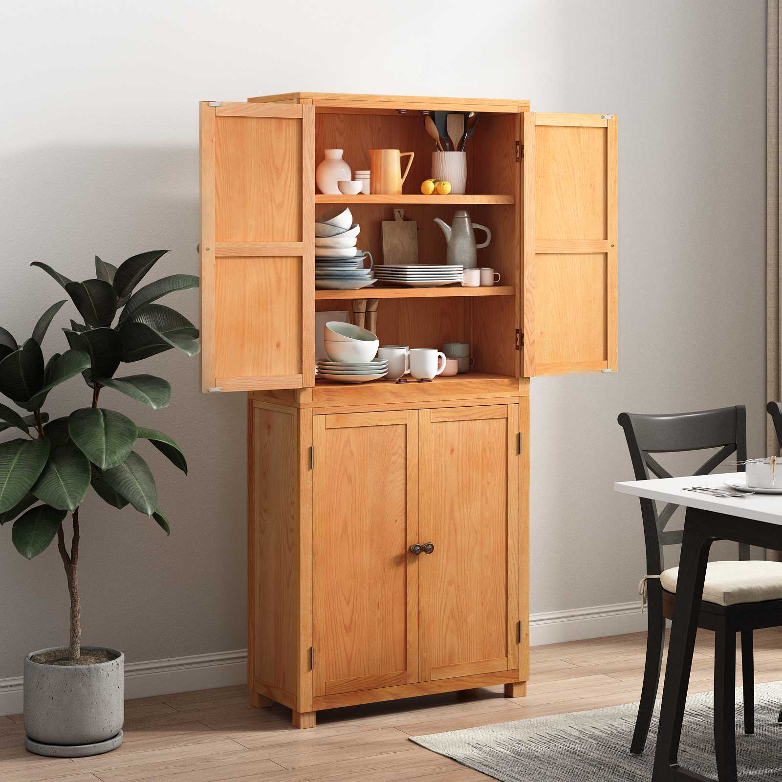 Opbevaringsmøbel Sæt 2 stk. Naturfarvet 80 x 35 x 185 cm - Billede 4
