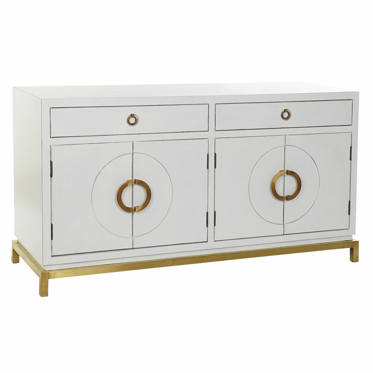 Skænk DKD Home Decor Kamakura Hvid Gylden Metal Poppel 150 x 50 x 80 cm (150 x 50 x 80 cm)