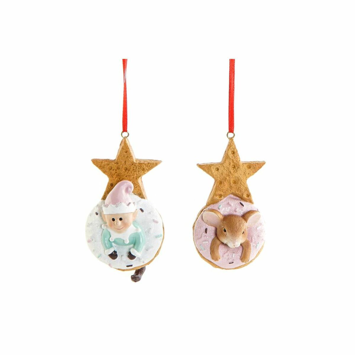 Hængende dekoration DKD Home Decor Jul Harpiks (2 pcs) (5.5 x 5 x 9 cm)