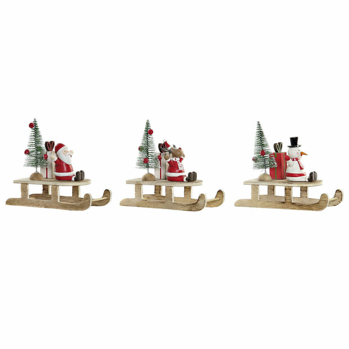 Julepynt DKD Home Decor Træ Julemanden (14 x 6 x 13 cm) (3 pcs)