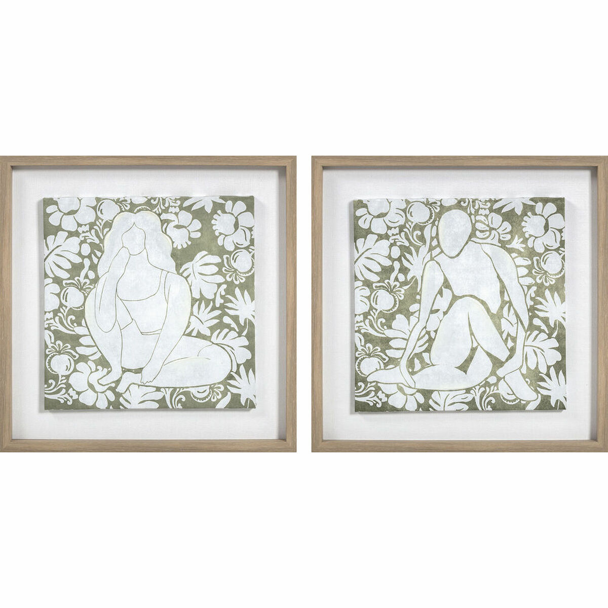 Lærred DKD Home Decor Træ Floral (2 enheder) (Refurbished D)