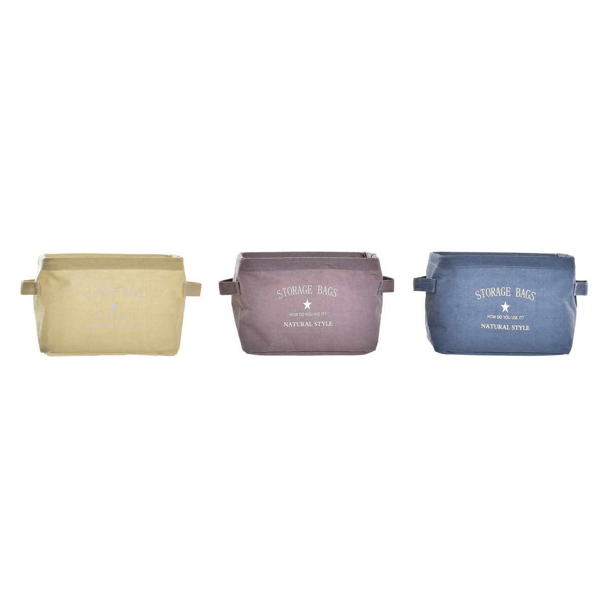 Kurv DKD Home Decor Gul Blå Rødbrun Lærred Moderne 20 x 16 x 15 cm (3 enheder)