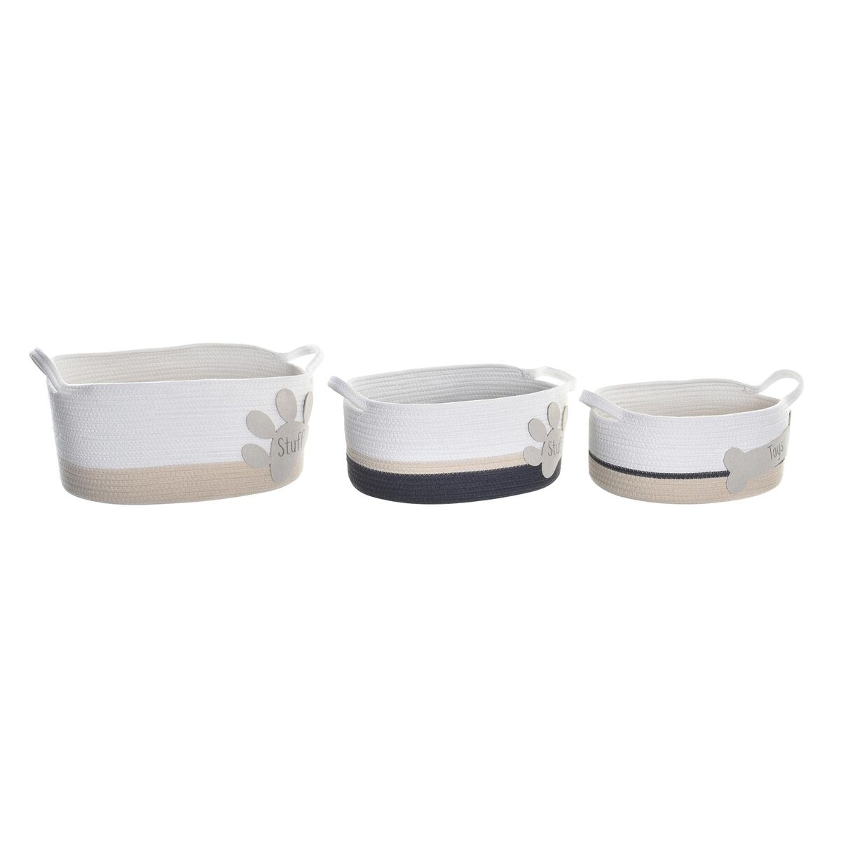 Kurvesæt DKD Home Decor Hvid Grå Flødefarvet 60 x 31 x 25 cm 3 Dele