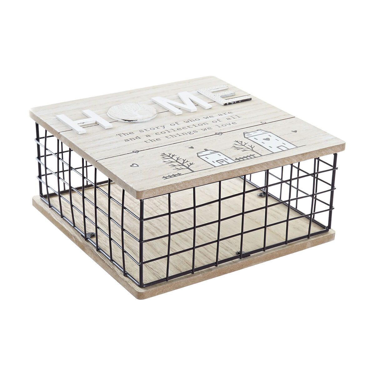Dekorativ boks DKD Home Decor Sort Natur Metal Træ MDF