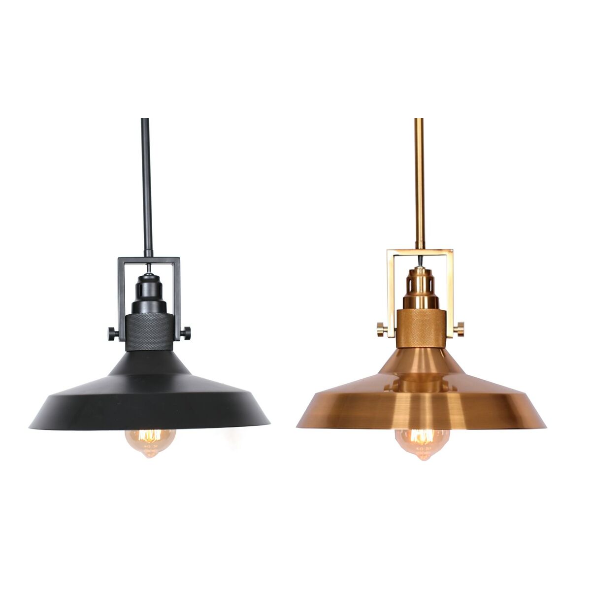 Loftslampe DKD Home Decor Sort Gylden Metal 50 W (2 enheder)