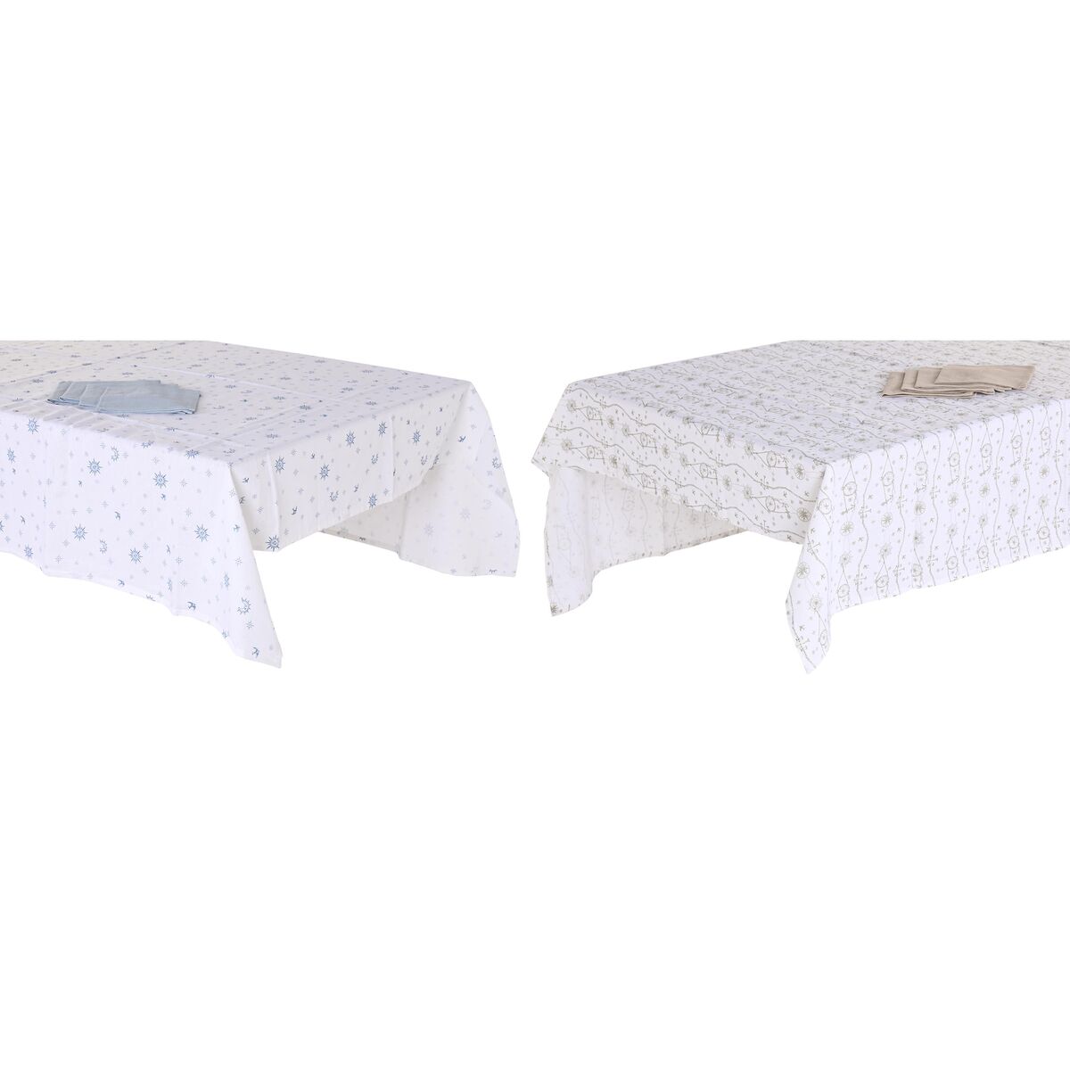 Duk og servietter DKD Home Decor 150 x 150 x 0,5 cm Blå Brun Hvid (2 enheder)