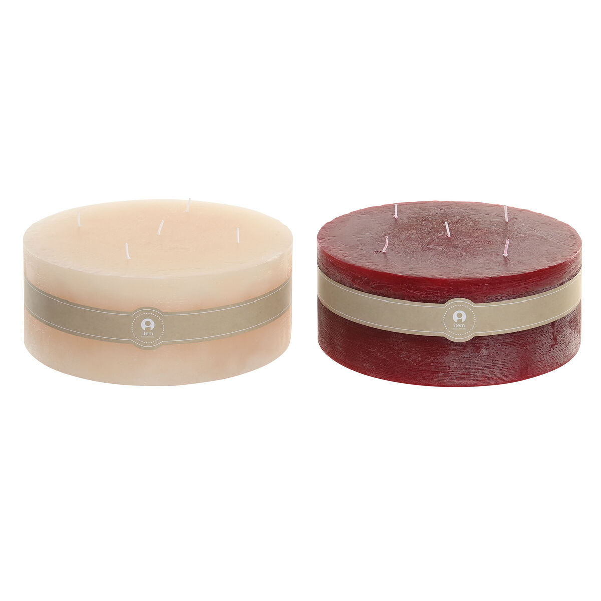 Stearinlys Home ESPRIT Rød Flødefarvet Jul 25 x 25 x 10 cm (2 enheder)