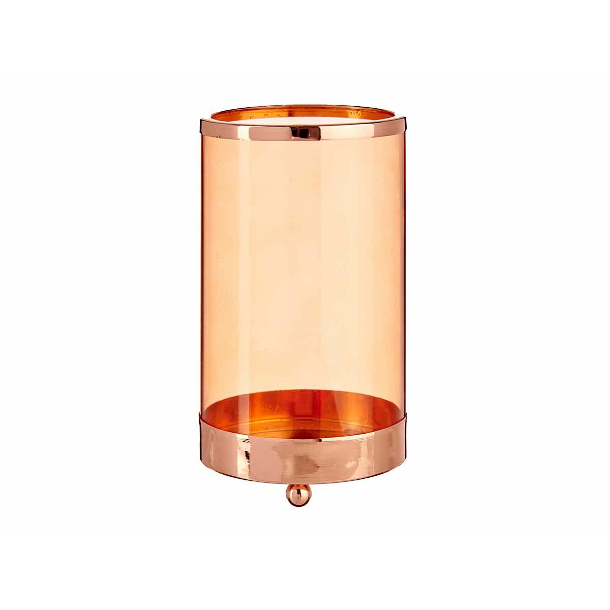 Lyseholder Kobber Rav Cylinder Metal Glas (9,7 x 16,5 x 9,7 cm)