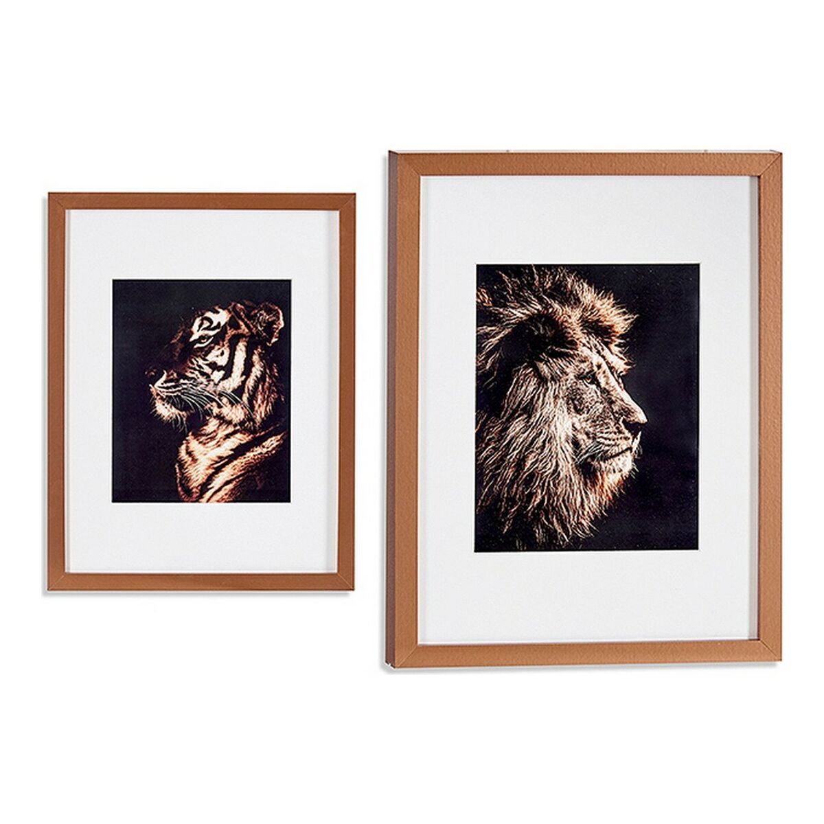 Maleri Gift Decor Bronze Glas spånplade Tiger Løve 33 x 3 x 43 cm 33 x 43 x 3 cm