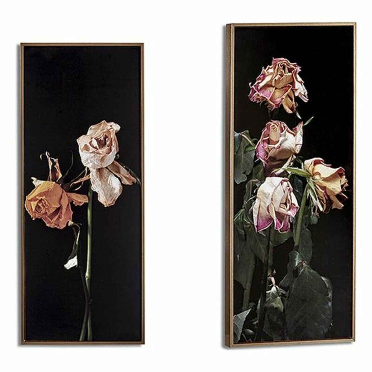 Maleri Gift Decor Sort Guld Gylden spånplade Cvetlice 21,2 x 2 x 51,2 cm 21,2 x 51,2 x 2 cm