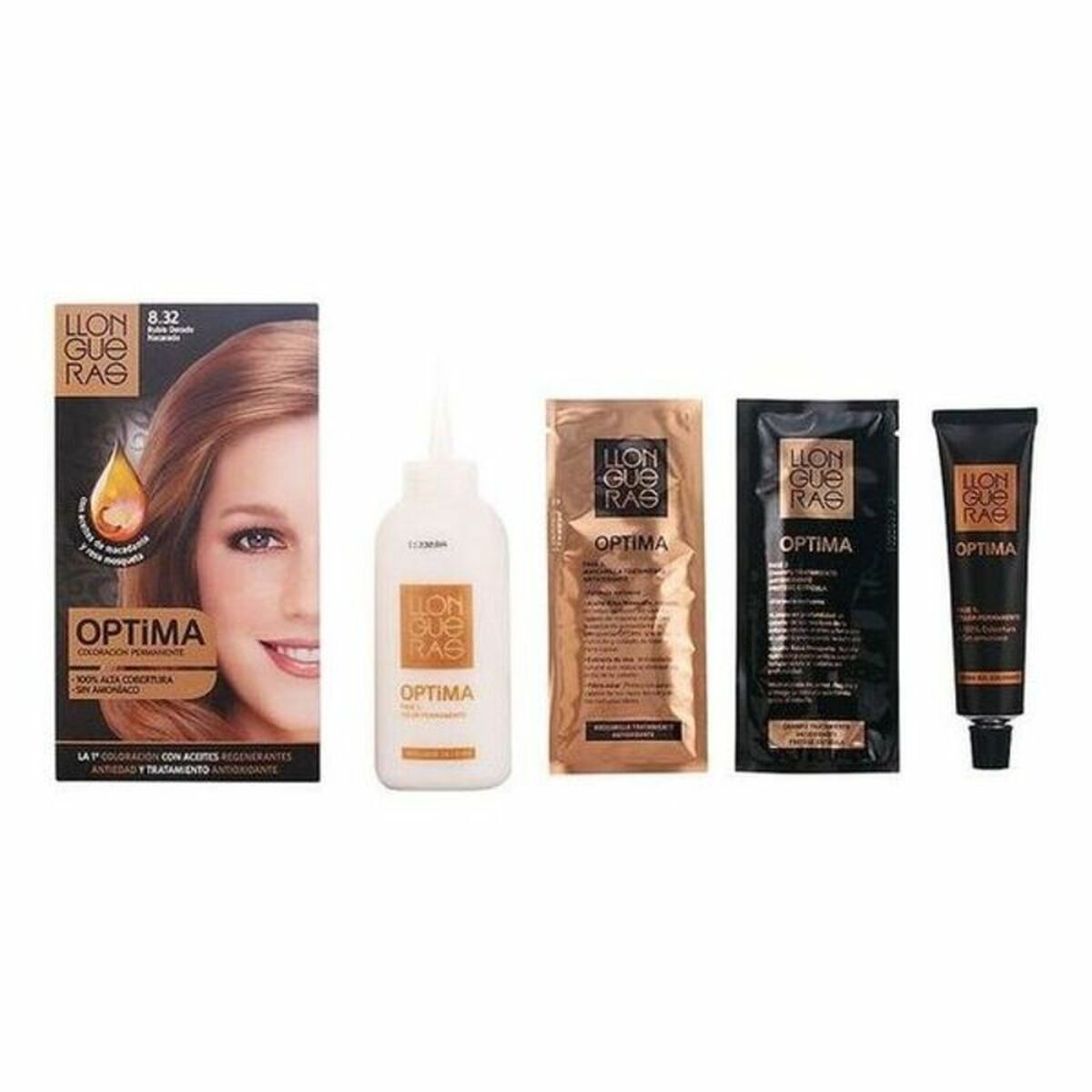 Farve uden Ammoniak Llongueras Optima Nº 8.32-Light Blond Natural (1 enheder)