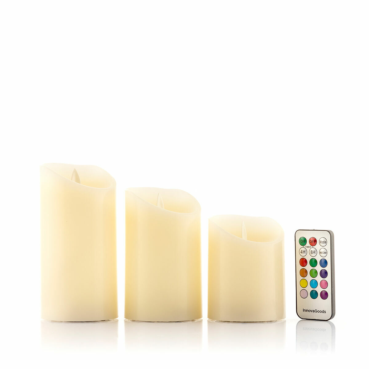 Flerfarvede LED-lys med flammeeffekt og fjernbetjening Lendles InnovaGoods Hvid 3 enheder (Refurbished A)
