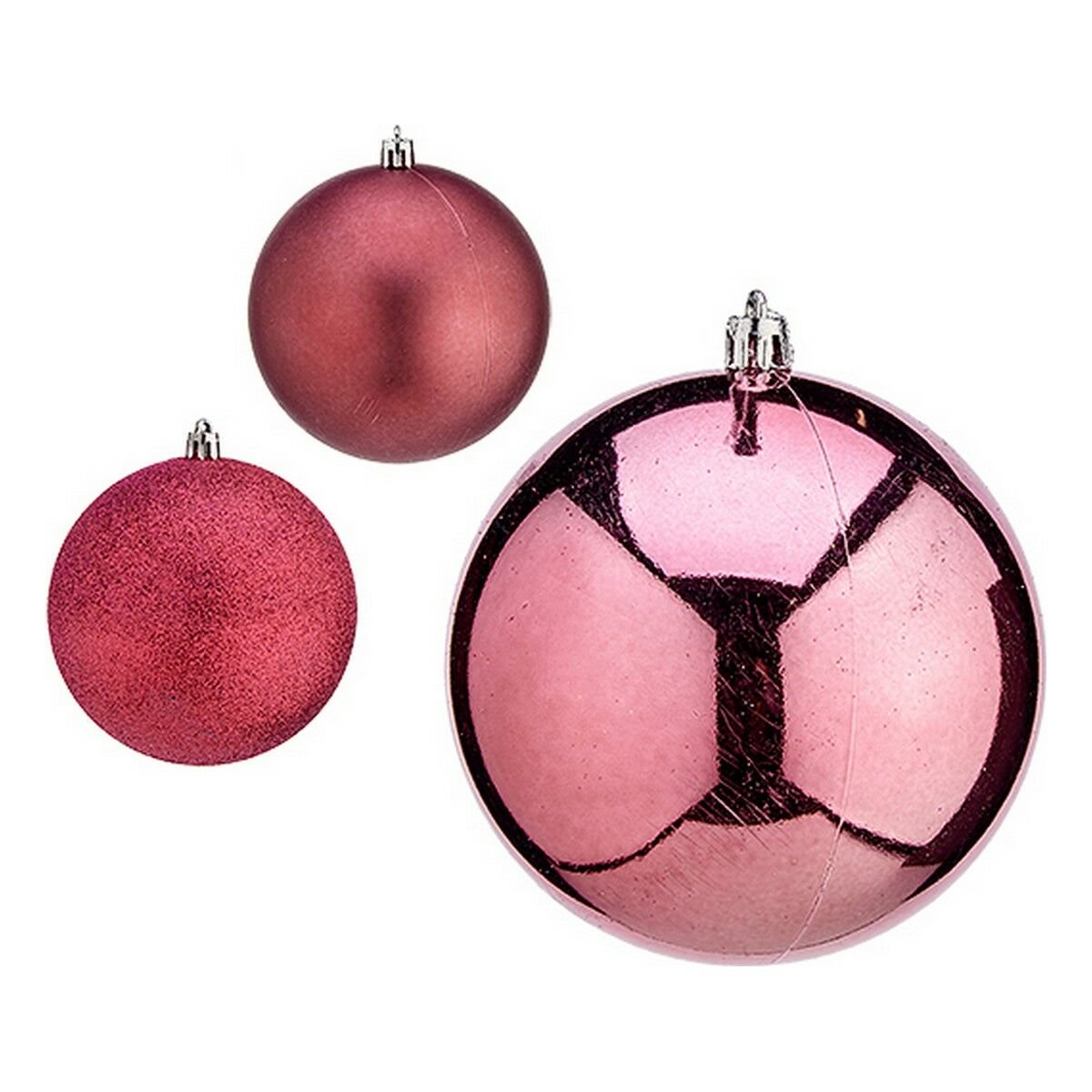 Julekugler Krist+ Pink Plastik Ø 10 cm 6 enheder