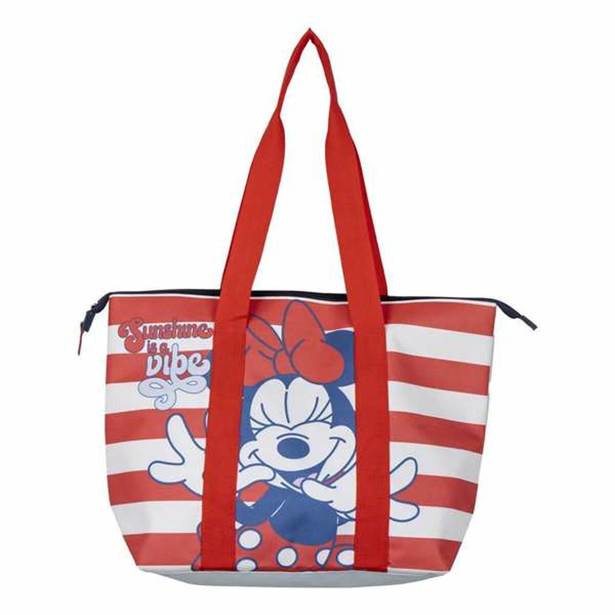 Strandtaske Minnie Mouse Hvid Rød 47 x 33 x 15 cm