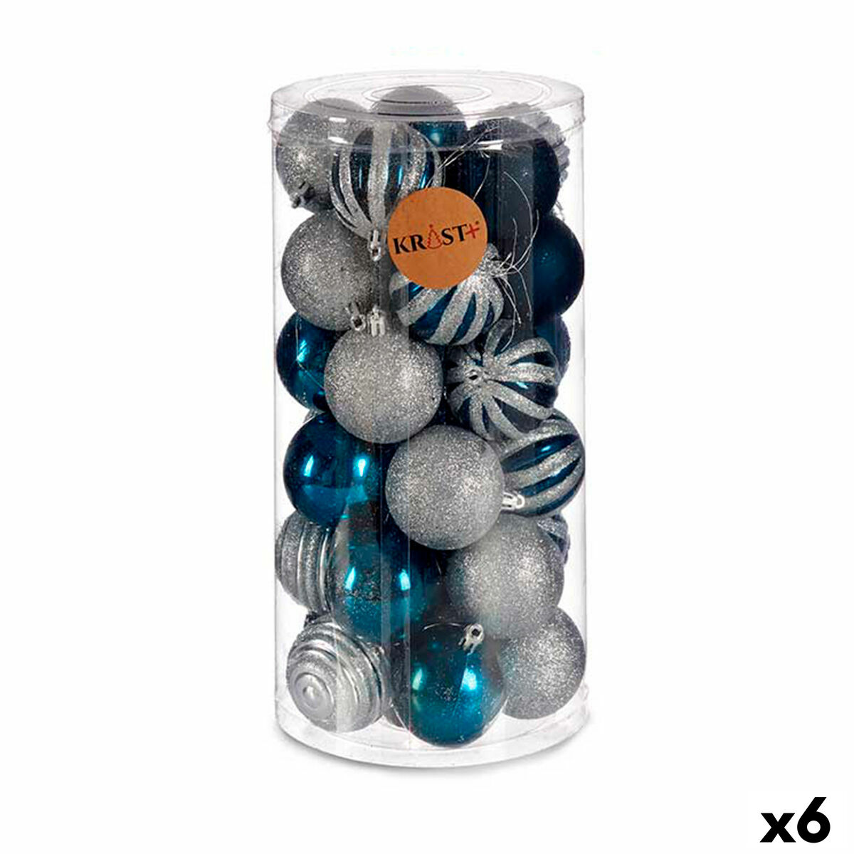 Sæt med julekugler Krist+ HM20087-061/003 Blå Sølvfarvet Plastik Ø 6 cm (6 enheder)