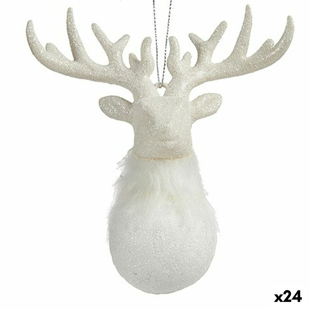 Julepynt Krist+ Hvid Plastik Skinne Rensdyr 14 x 15,5 x 7 cm (24 enheder)